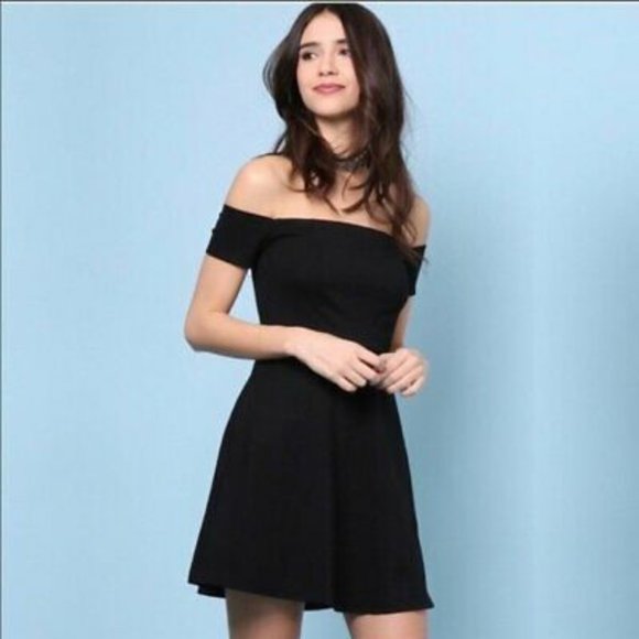 Free People Black Mambo Off Shoulder Mini dress - Picture 1 of 6